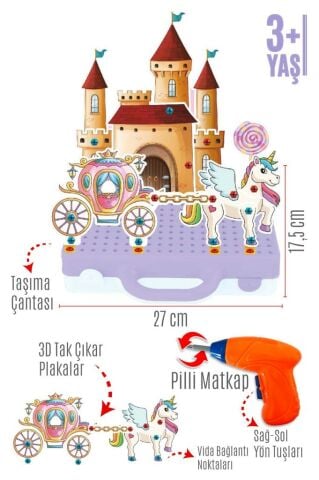 Matkap Seti Prenses Serisi 320 Parça Matkaplı Tamir Seti Ve Oyun Çantası