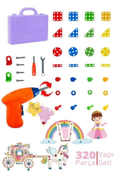 Matkap Seti Prenses Serisi 320 Parça Matkaplı Tamir Seti Ve Oyun Çantası