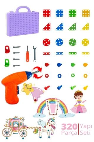Matkap Seti Prenses Serisi 320 Parça Matkaplı Tamir Seti Ve Oyun Çantası