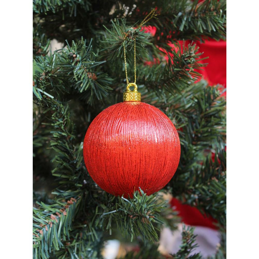 Yılbaşı Topu Metalik Kırmızı Çam Ağacı Süsleme Seti 8 cm 3'lü