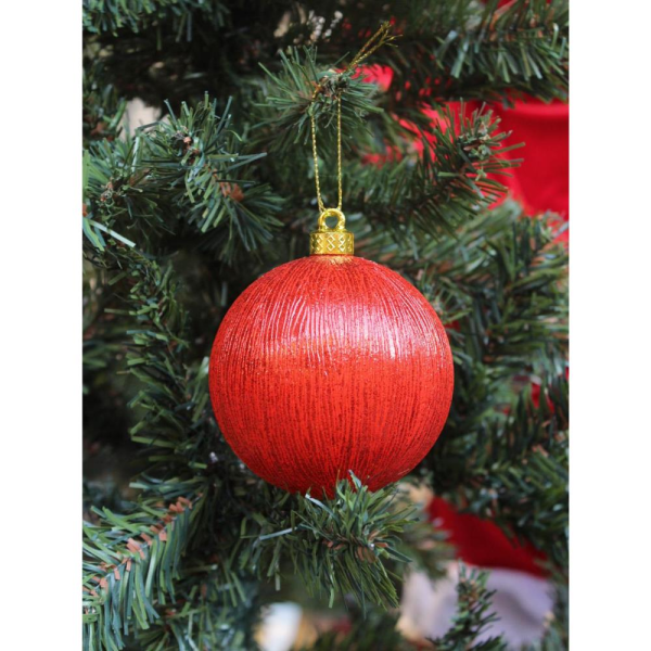 Yılbaşı Topu Metalik Kırmızı Çam Ağacı Süsleme Seti 8 cm 3'lü