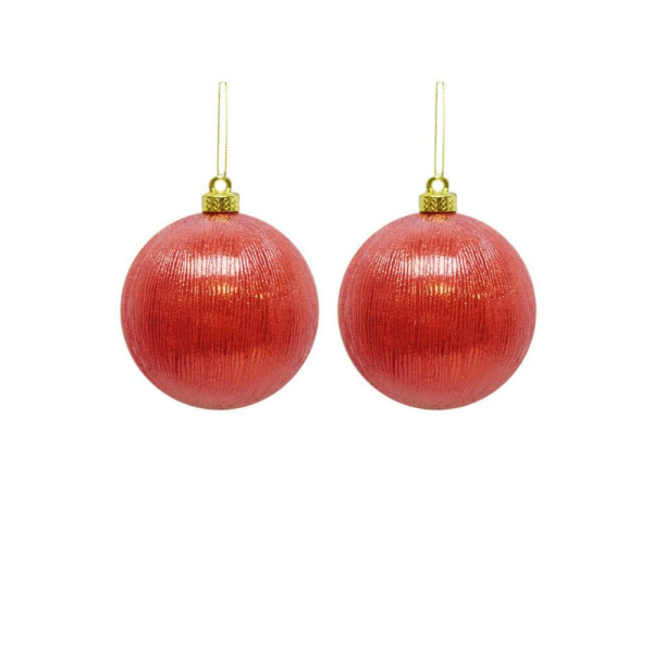 Yılbaşı Topu Metalik Kırmızı Çam Ağacı Süsleme Seti 10 cm 2'li