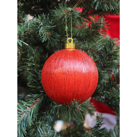 Yılbaşı Topu Metalik Kırmızı Çam Ağacı Süsleme Seti 10 cm 2'li