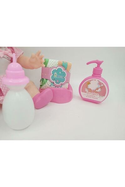 Altını Islatan 8 Farklı Türkçe Cümle Kuran Biberon Ve Emzikli 32 Cm Roza Bebek