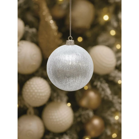 Yılbaşı Topu Metalik Gümüş Çam Ağacı Süsleme Seti 8 cm 3'lü