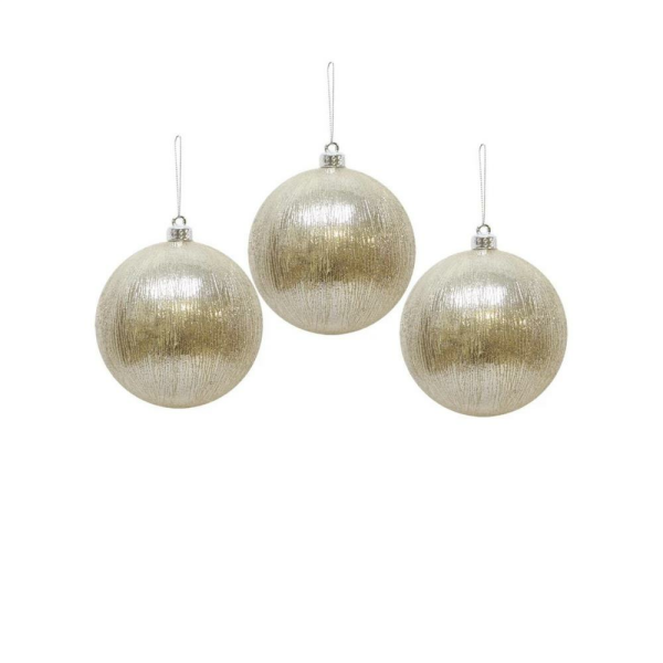 Yılbaşı Topu Metalik Şampanya Çam Ağacı Süsleme Seti 8 cm 3'lü
