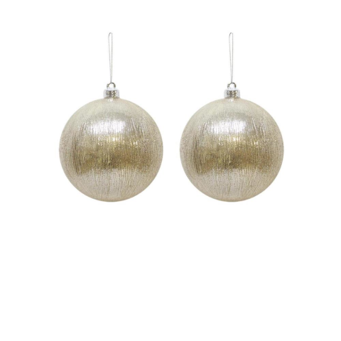 Yılbaşı Topu Metalik Şampanya Çam Ağacı Süsleme Seti 10 cm 2'li