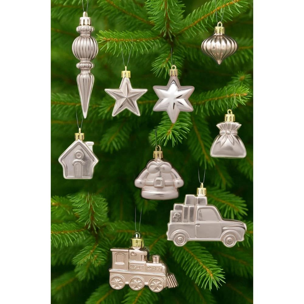 Yılbaşı Ağaç Süsleri Karışık Set Asılabilir Dekoratif Süs Şampanya Rengi 38'li