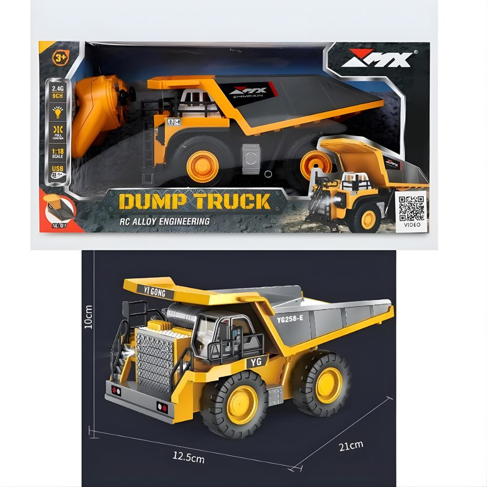 SH 1:18 9 Kanal Alaşım Uzaktan Kumandalı Dökme Kamyonu 2.4Ghz