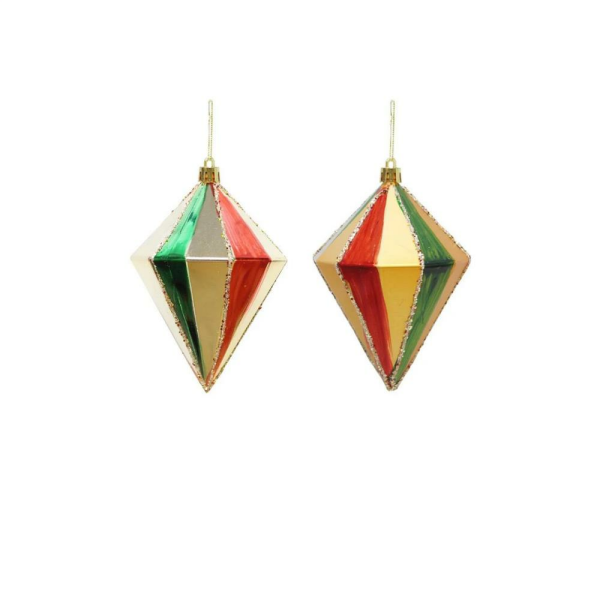 Yılbaşı Ağaç Süsü Kristal Sarkıt Simli Asılabilir Çam Ağacı Dekoru Renkli  10 cm 2'li