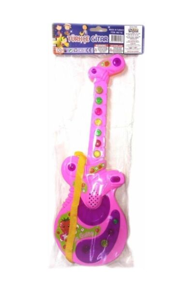 Sesli Işılklı Gitar . Müzikli Gitar . 35 Cm Boyunda Şık Gösterişli Gitar