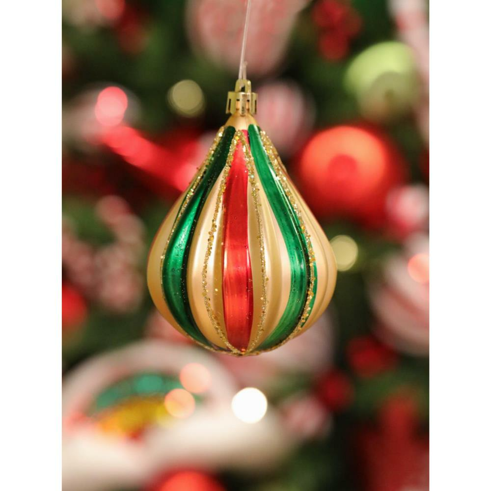 Yılbaşı Ağaç Süsü Damla Form Simli Çam Ağacı Dekoru Renkli 10 cm 2'li