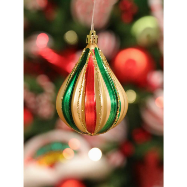 Yılbaşı Ağaç Süsü Damla Form Simli Çam Ağacı Dekoru Renkli 10 cm 2'li