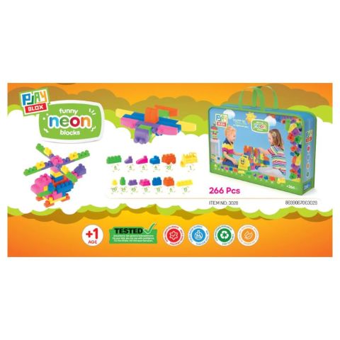 Playblox Neon Yapı Taşları - 266 Parçalık Çantalı Lego