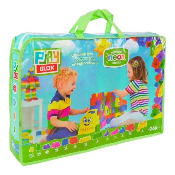 Playblox Neon Yapı Taşları - 266 Parçalık Çantalı Lego