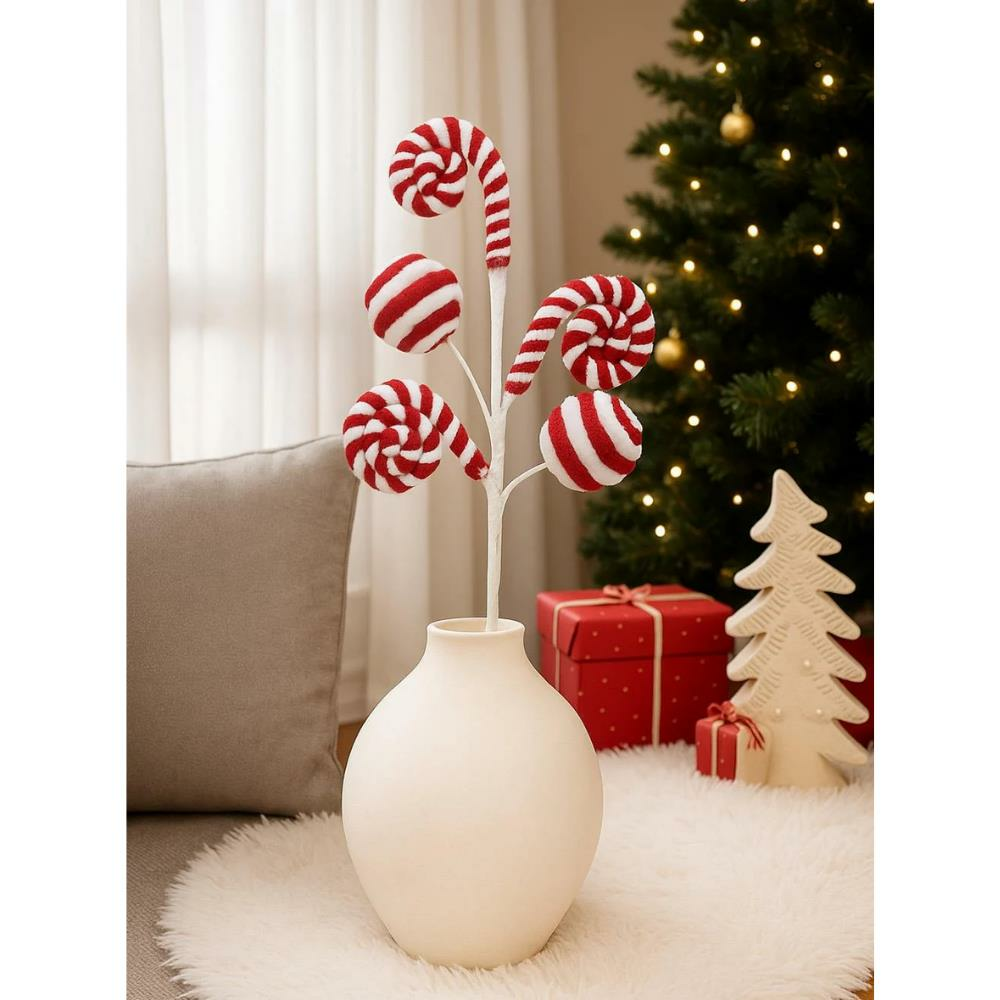 Lolipop & Baston Şeker Yılbaşı Dekor ve Ağaç Süsü  – Kırmızı Beyaz 70 cm