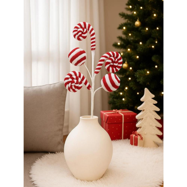 Lolipop & Baston Şeker Yılbaşı Dekor ve Ağaç Süsü  – Kırmızı Beyaz 70 cm