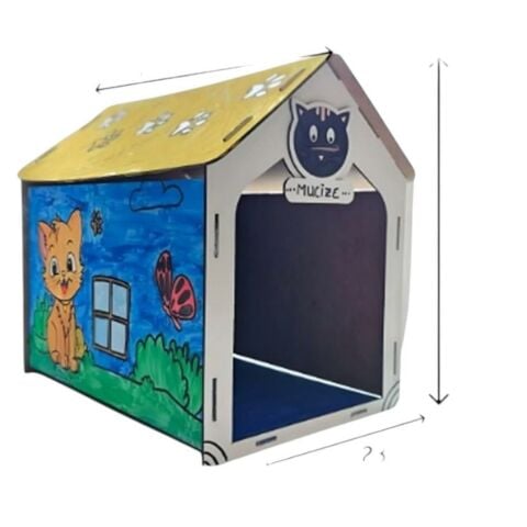 Ahşap Kedi Evi Boyama