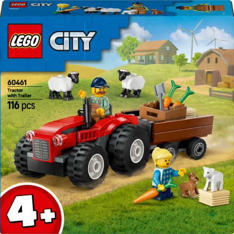 LEGO® City Römorklu Kırmızı Çiftlik Traktörü ve Koyun Çocuk Oyun Seti 60461