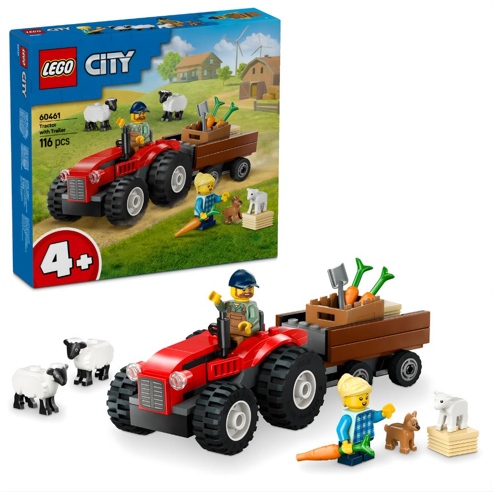 LEGO® City Römorklu Kırmızı Çiftlik Traktörü ve Koyun Çocuk Oyun Seti 60461