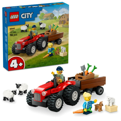LEGO® City Römorklu Kırmızı Çiftlik Traktörü ve Koyun Çocuk Oyun Seti 60461