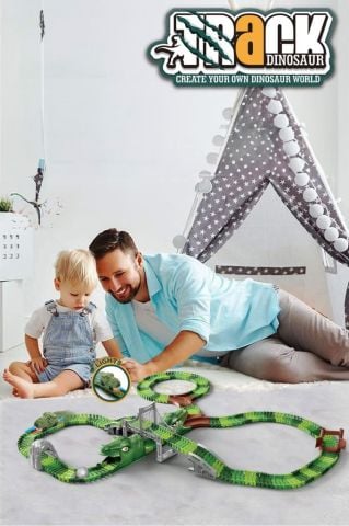 Dinosaur Tracks 288 Parça Dinozor Temalı Hareketli Raylar Full Set Dinozor Arabalı