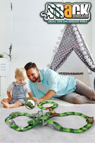 Dinosaur Tracks 288 Parça Dinozor Temalı Hareketli Raylar Full Set Dinozor Arabalı