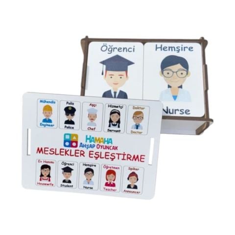 Hamaha Ahşap Eğitici Meslekler Eşleştirme Hafiza Oyunu