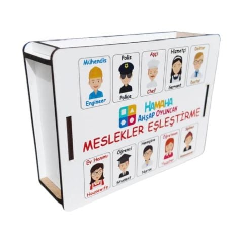 Hamaha Ahşap Eğitici Meslekler Eşleştirme Hafiza Oyunu
