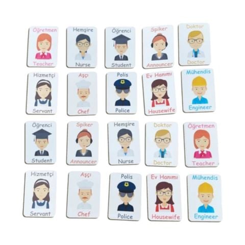 Hamaha Ahşap Eğitici Meslekler Eşleştirme Hafiza Oyunu