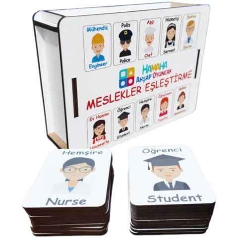 Hamaha Ahşap Eğitici Meslekler Eşleştirme Hafiza Oyunu