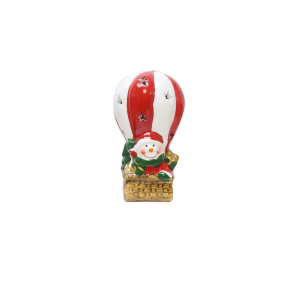 Yılbaşı Hediyelik Seramik Dekor Süsü Işıklı Noel Baba Biblo 13 cm