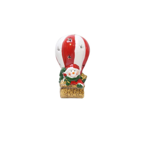 Yılbaşı Hediyelik Seramik Dekor Süsü Işıklı Noel Baba Biblo 13 cm