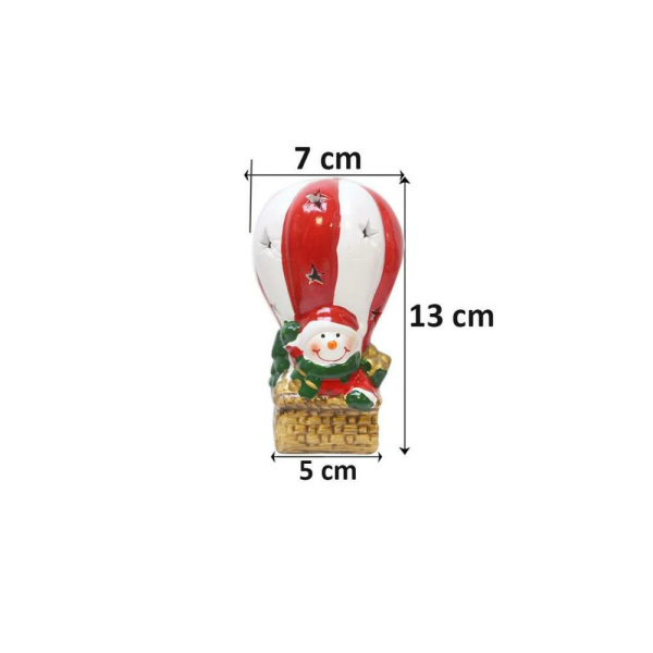 Yılbaşı Hediyelik Seramik Dekor Süsü Işıklı Noel Baba Biblo 13 cm