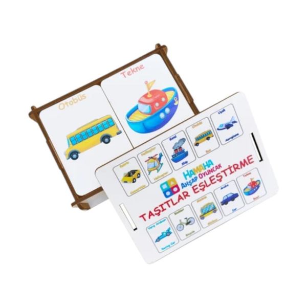 Hamaha Ahşap Eğitici Taşıtlar Eşleştirme Hafıza Oyunu