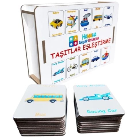 Hamaha Ahşap Eğitici Taşıtlar Eşleştirme Hafıza Oyunu