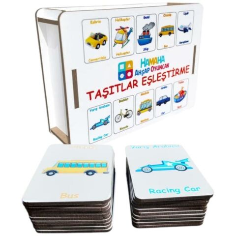 Hamaha Ahşap Eğitici Taşıtlar Eşleştirme Hafıza Oyunu
