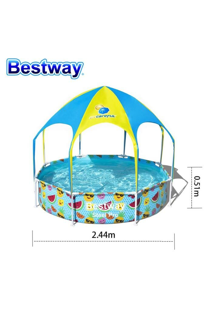 56432 Steel Pro Gölgelikli Oyun Havuzu 2.44m X 51cm