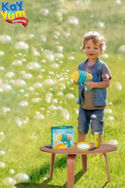 Duck Çok Delikli Pilli Köpük Atan Tabanca Oyuncağı 23 Delikli Bubble Gun Pembe