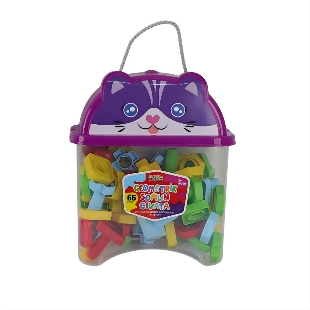 Hayvan Figürlü Kapta 66 Parça Geometrik Somun Civata