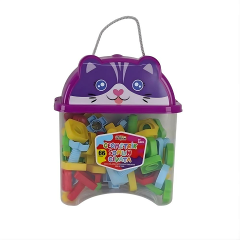 Hayvan Figürlü Kapta 66 Parça Geometrik Somun Civata