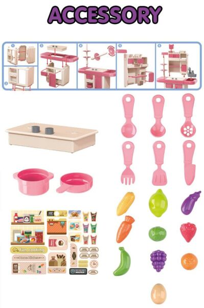 Buharlı Işıklı Sulu Mutfak Oyuncak Seti