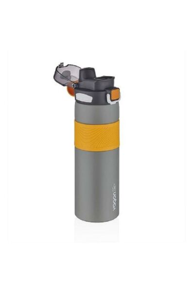 800ml Gri Çelik Matara Tek Kapak Çift Kullanım
