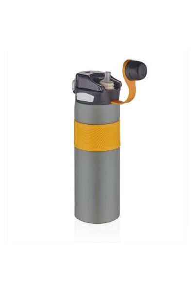 800ml Gri Çelik Matara Tek Kapak Çift Kullanım