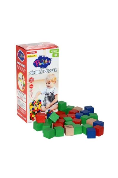 Kutuda Ahşap 100 Parça Sihirli Küpler