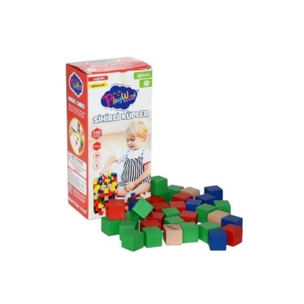 Kutuda Ahşap 100 Parça Sihirli Küpler