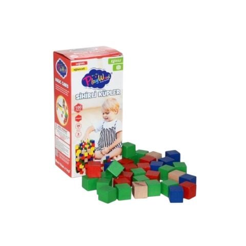 Kutuda Ahşap 100 Parça Sihirli Küpler