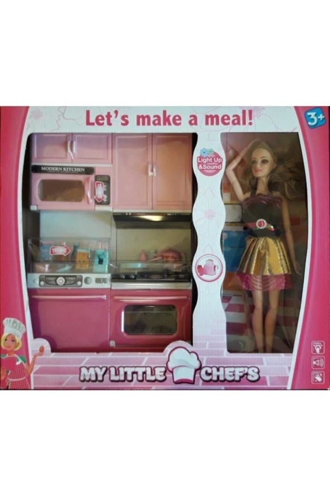 My Little Chefs 2'li Eklemli Et Bebek Ve Lavobalı Bulaşık Makineli Set Pembe