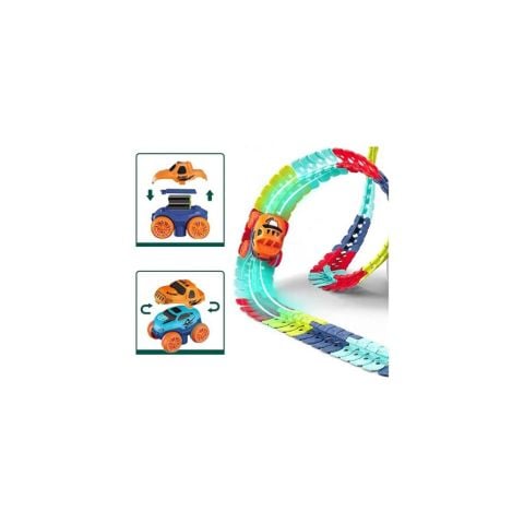 Dinamik Raylar Kendin Yap Işıklı Araba 96 Parça Pist Tren Seti