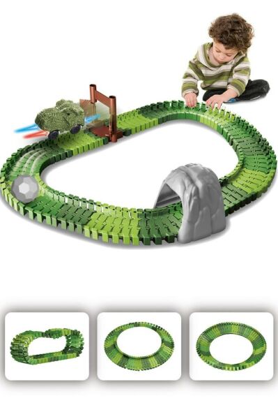 96 Parça Dinozor Temalı Hareketli Raylar Dinozor Araçlı